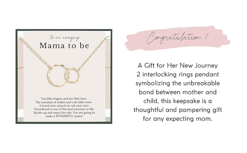HOPE LOVE SHINE New Mom Necklace – Pregnancy Gift for Expecting Mom, First Time Mom Jewelry – Sterling Silver/Gold Double Circle Pendant with Gift Box