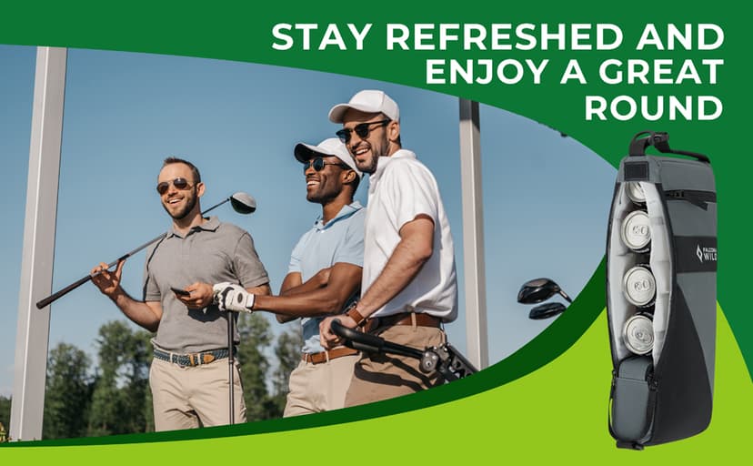 Golf Cooler Bag Plus 2 Ice Packs - Keeps Drinks Cold for Hours - Holds 6 Cans - Fits Discreetly in Golf Bags - Insulated Beer Sleeve and Cooler Accessories