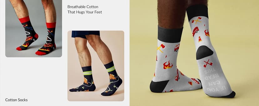 Jeasona Mens Funny Fun Crazy Funky Dress Crew Socks Gifts for Men Dad Grandpa