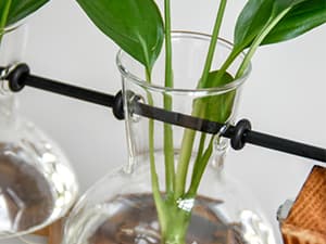 XXXFLOWER Plant Terrarium with Wooden Stand, Air Planter Bulb Glass Vase Metal Swivel Holder Retro Tabletop for Hydroponics Home Garden Office Decoration - 3 Bulb Vase