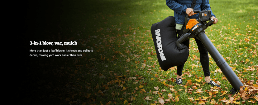 WORX WG583 40V Cordless Leaf Blower, 3 in 1 Blowers for Lawn Care with Vacuum & Mulcher, Electric Blower with Brushless Motor & 2 Speed Control, 2 Batteries & Charger Included