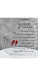 Qunclay 25th Years of Marriage Gift Wedding Anniversary Souvenir Heart Marriage Keepsake Decoration Present for Couple Parent Women Mom Husband Wife He She Friend Grandparents