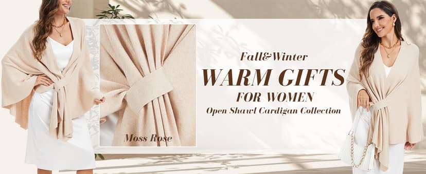 Moss Rose Women's Shawl Wrap Poncho Ruana Cape Open Front Cardigan Shawls for Fall Winter