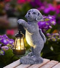 Goodeco Dog Statue with Solar Butterfly - Ideal Gifts for Dad, Mom or Birthdays, Beautifully Crafted Outdoor Decorations to Wow Your Guests