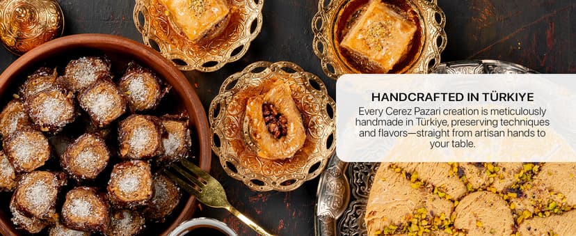 Cerez Pazari Baklava Pastry Gift Set - Turkish Baklava Pastry With Nuts & Spices - Baklava Gift Box From Turkey - Pastry, Halal Snacks - Assorted 45-48 Pieces Per Metal Dessert Box - 1.32 lbs