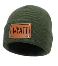 Custom Toddler Baby Beanies, Mama Mini Matching Hats, Leather Patch Baby Knit Hats, Winter Beanies for Infant, Kids Adults