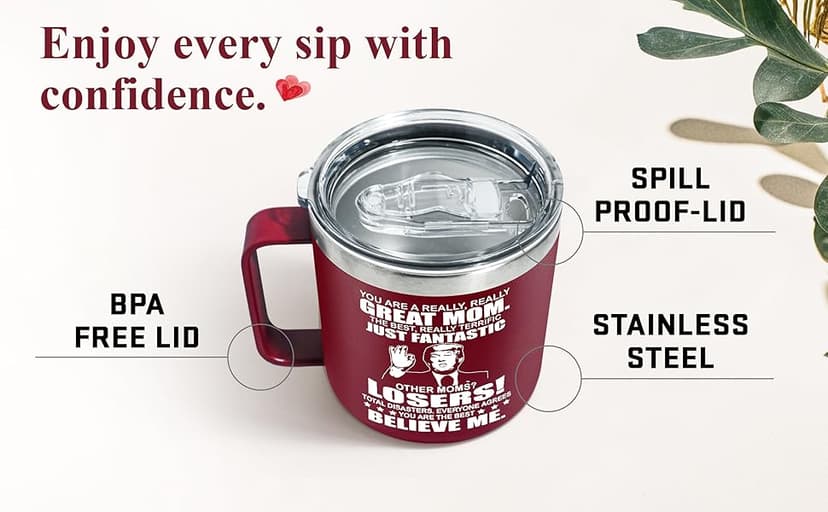 Gifts for Mom from Daughter, Son - Mothers Day Gifts for Mom, Wife, Women - Moms Birthday Gift Ideas, Cool Birthday gifts for Moms, Mothers - Best mom Mug, 14 Oz Stainless Steel moms Coffee Mug