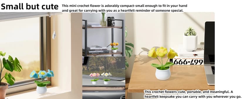 LAIDANLA Crochet Flower Potted, Pink Small Handmade Knitted Flowers Lilly of The Valley for Desk, Christmas Appreciation Birthday Gifts for Women Mom Sister Grandma Coworker Friend Teacher