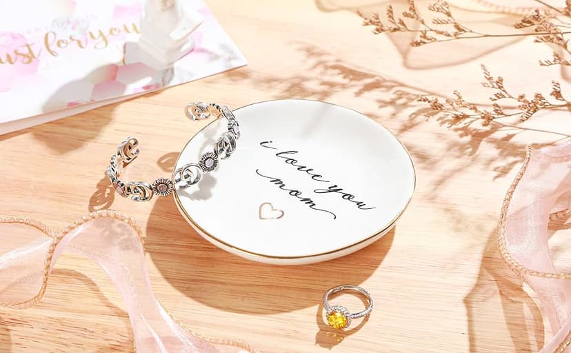 PUDDING CABIN Gifts for Mom from Daughter, Mothers Day Gifts for Mom Ring Dish "I love you mom" Mom Birthday Gifts, Mom Gifts for Valentines Christmas Wedding Gifts