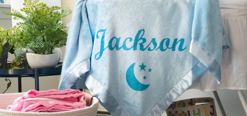 Custom Catch Personalized Baby Blanket for Boys - Blue
