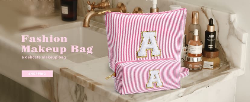 Christmas Gifts 2025 for Girls - Stocking Stuffers for Teen Girls Makeup Bag Set, 6 7 8 9 10 11 12 Year Girl Birthday Gift, Initial Travel Makeup Bags, Christmas Birthday Gifts for Girl