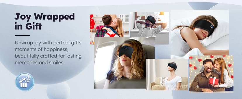 MUSICOZY Sleep Headphones, Bluetooth 5.4 Sleep Mask Headband Headphones Sleeping Eye Mask, Wireless Music Earbuds Earphones with HD Stereo Speakers for Side Sleepers, Cool Gadgets Unique Gift
