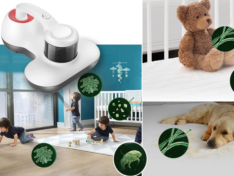 Mattress Vacuum Cleaner, Handheld UV Bed Vacuum Cleaner 16KPa & 12800 Vibrations Per/Min Upgraded Effectively Clean Up Bed, Pillows, Cloth Sofas, Carpets and Ther Fabric Surfaces