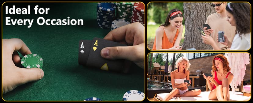 BIERDORF Diamond Waterproof Black Playing Cards, Poker Cards, HD, Deck of Cards (Black)