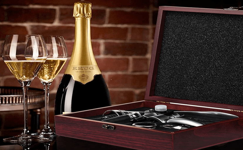 Wine Opener,Wine Bottle Opener, Wine Accessories Areator Wine Opener Kit, Red wine Corkscrew Set with Wood Case,Wine Gift with Luxury Packaging