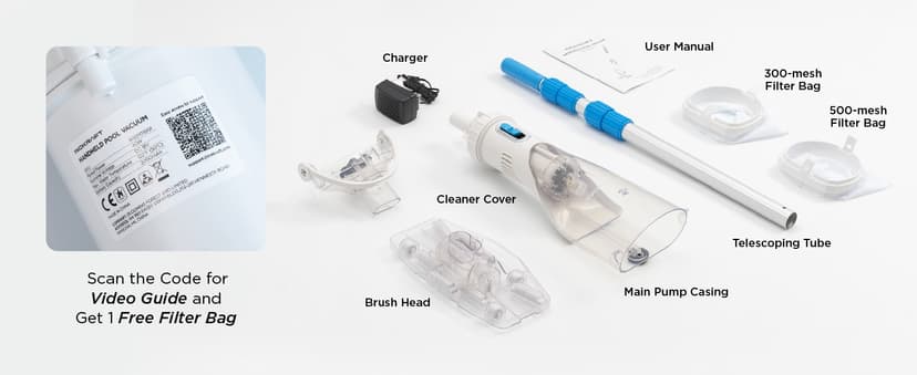 InoKraft Pool Vacuum for Above Ground Pool, Cordless Handheld Pool Vacuum for Inground Pools, Rechargeable Pool Cleaner with Powerful Suction up to 18.5 gallons/min, Ideal for Leaves, Debris, Blue