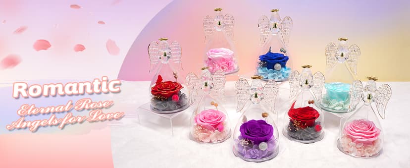 Miofula Preserved Flower Rose Birthday Gifts for Mom, Angel Figurines with Forever Real Rose Gifts for Her Mom Grandma, Unique Angels Gifts for Mothers Day Christmas Anniversary Birthday (Red)