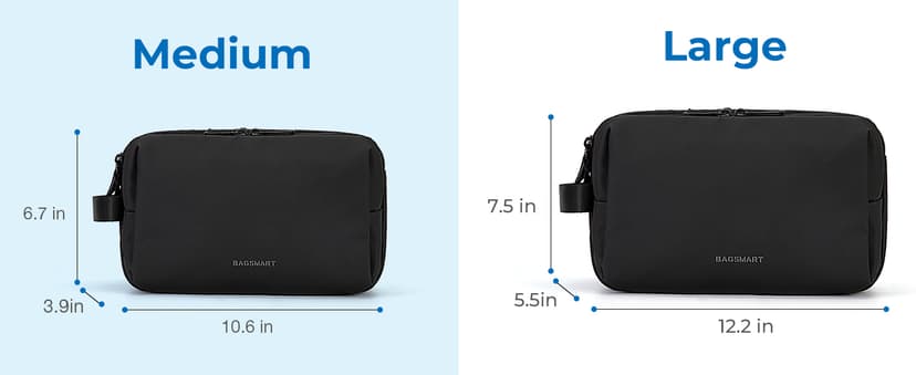 BAGSMART Toiletry Bag for Men, Travel Toiletry Organizer Dopp Kit Water-resistant Shaving Bag for Toiletries Accessories, Door Room Essentials, Black-medium