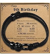 Sereney 9 10 11 12 13 15 16 18 21 30 40 50 60 Year Old Birthday Gifts for Him Boys, Handmade Triple Protection Bracelets as Adjustable National Boyfriend Day Bracelets for Boys Son Grandson Dad Man