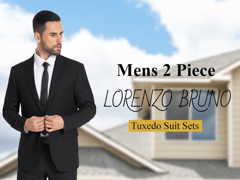 Mens Suit 2 Piece Suits for Men One Button Slim Fit Solid Jacket & Pants Tuxedo Set Business Wedding Party