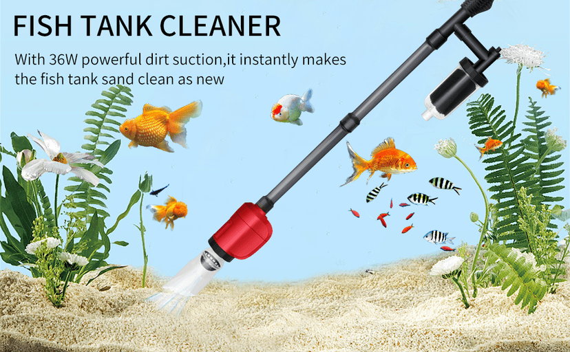 Electric Aquarium Vacuum Gravel Cleaner, 36W 6 in 1 Multifuction Automatic Fish Tank Gravel Cleaner Vacuum for Wash Sand & Water Changer