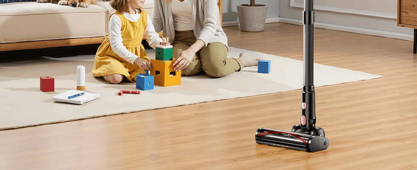 Cordless Vacuum Cleaner, Self-Standing 40Kpa 45Mins Vacuum Cleaners for Home, 8-in-1 Lightweight Stick Vacuum with Anti-tangle Wireless Vacuum for Carpet, Tile, Pet Hair, Hardwood Floors, Black