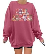 KIDDAD Women's Auntie Sweatshirt Cool Aunt Godmother Legend Crewneck Pullover Top Long Sleeve Graphic Aunts Shirt