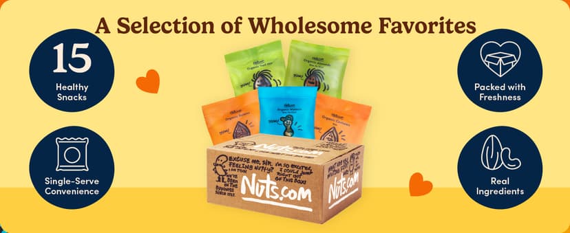 Nuts.com – Organic Dried Fruit and Nuts Variety Box – Gourmet Assortment for Fall, Thanksgiving and Festive Gifts – Includes Organic Cashews, Almonds, Walnuts, Raisins, and Trail Mix