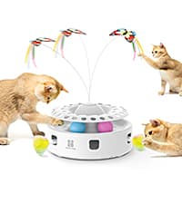 Potaroma Cat Toys Chargeable, 3in1 Hide and Seek, Automatic Interactive Fun, Fluttering Butterfly, Moving Feather, Kitten Wand, Indoor Kitty Exercise Kicker 22.8 Inch Cover for All Breeds