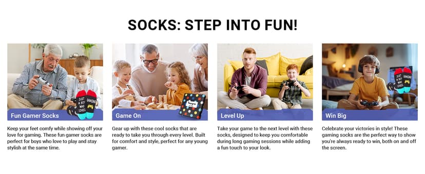 Gamer Gifts for Teens Boys - Baseball Hockey Football Basketball Gifts, Gaming Socks for Adult, Kids 4-18 Years