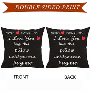 Anrkets Two Sided Printing Lover Pillow Cover I Love You Hug This Pillow Until You Can Hug Me, Valentine's Day Birthday Gifts for Girlfriend Cotton Linen Square Decorative Waist Pillowcase 18"x 18"