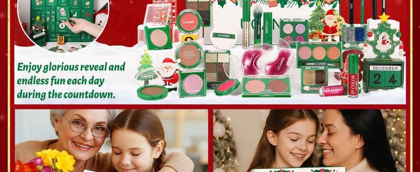 Makeup Advent Calendar 2025, 24 Days Christmas Makeup Gift Set for Adult Women & Teen Girls, UCANBE 2025 Xmas Countdown Calendar Beauty & Cosmetics Holiday Surprise Make Up Gift Kits for Women Full Kit