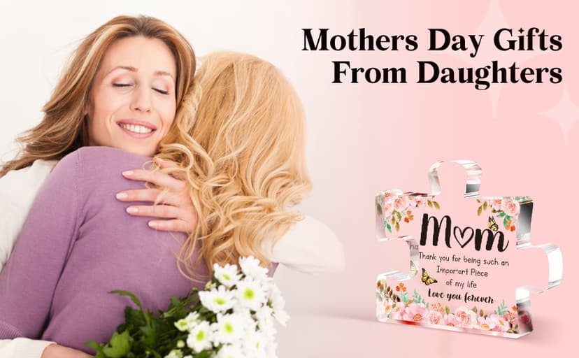 Gifts for Mom - Delicate Mom Birthday Gifts from Daughter Son - Engraved Acrylic Block Puzzle Piece 3.9 x 3.3 inch - Mothers Day Christmas Birthday Gifts for Mom, Ideas