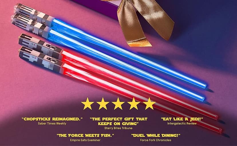 Lightsaber Chopsticks Light Up - LED Glowing Light Saber Star Wars Chop Sticks - Reusable Sushi Lightup Sabers Chopstick Set Of 1 Blue Pair