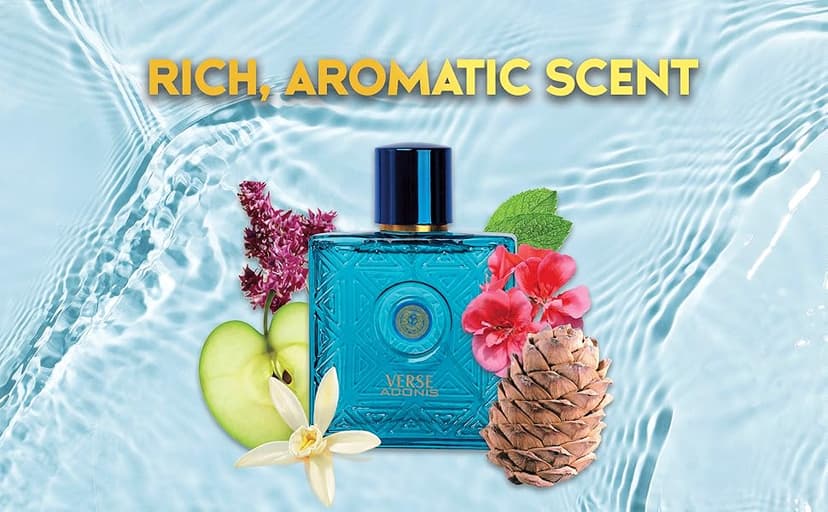 NovoGlow Verse Adonis Eau De Parfum for Men 3.4 Fl. Oz. 100ml Men's Perfume Refreshing Combination of Woody Floral & Fruity Scents - Masculine Scent Lasts All Day A Gift for Any Occasion