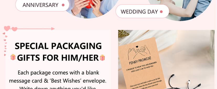 UNGENT THEM Pinky Promise Matching Bracelet for Couples Soulmate Man Distance Relationship Gifts for Women Men Him Her…