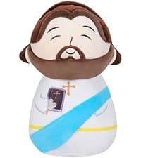 Jesus Stuffed Animal Religious Gifts - My Friend Jesus Plush Doll First Communion Stuffed Animal Bible Pillow Book Perfect for Kids' Gift Toy Pillows Blue 11 Inch