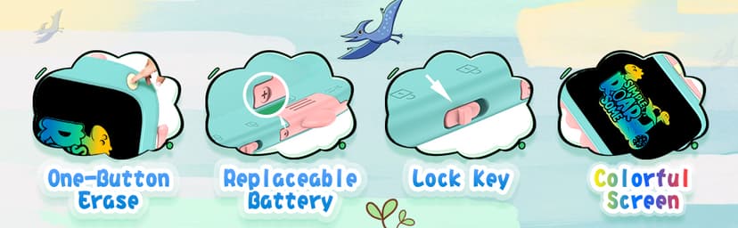 ORSEN 8.5 Inch LCD Doodle Board Tablet Toy - Green Dinosaur Drawing Pad for Kids 2-6 Years Old - Christmas and Birthday Gifts