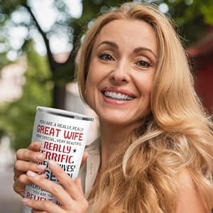 Gifts for Wife from Husband - Wedding Anniversary for Women, Birthday, Christmas, Valentines Day, Mothers Day Gifts for Her - Wife Gift Ideas - 20 Oz Stainless Steel White Tumbler