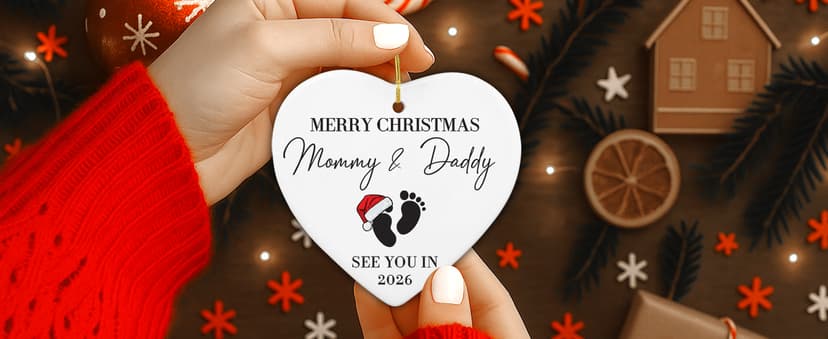 NewEleven Pregnancy Announcement Gifts for Husband Wife Family, Gender Reveal Gifts, Pregnancy Gift for Expecting Mom, for New Mom, New Dad, New Parents - Ornament