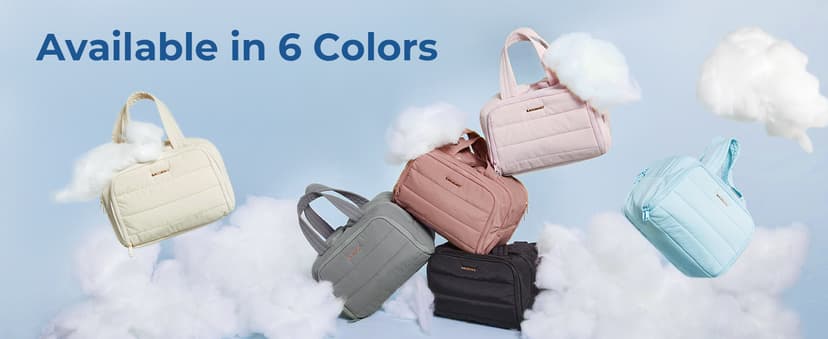 BAGSMART Travel Toiletry Bag, Lightweight Large Wide-open Travel Bag for Women, Puffy Cosmetic Makeup Bag Organizer with Handle for Accessories,Essentials, Toiletries, Dark Pink