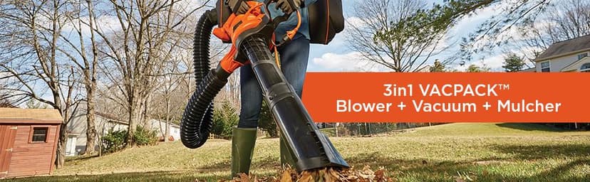 BLACK+DECKER Leaf Blower, Leaf Vacuum and Mulcher 3 in 1, Backpack Blowers for Lawn Care,250 mph Airflow, 400 cfm Delivery Power, Reusable Bag Included, Corded (BEBL7000)
