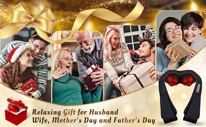 VIKTOR JURGEN Christmas Gifts for Women & Men, Shiatsu Neck and Shoulder Massager with Heat Deep Tissue Kneading Sports Recovery Massagers for Back, Foot, Relaxation Gifts for Wife, Husband, Him, Her