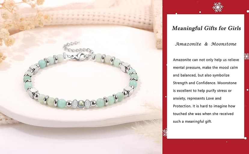 𝗚𝗶𝗳𝘁𝘀 𝗳𝗼𝗿 𝗪𝗼𝗺𝗲𝗻 𝗠𝗼𝗼𝗻𝘀𝘁𝗼𝗻𝗲 𝗕𝗿𝗮𝗰𝗲𝗹𝗲𝘁 Amazonite Colorful Imperial Jasper Stainless Steel Beads Bracelets, Graduation Mothers Day Christmas Birthday Gifts for Her Women