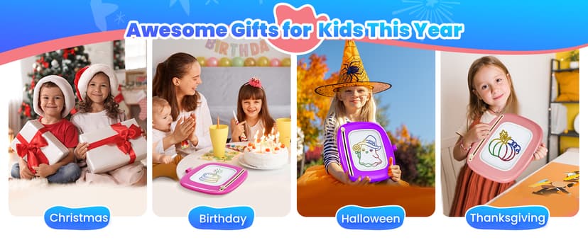 Toddlers Toys Ages 1-3, Magnetic Drawing Board, Doodle Board Pad Learning and Educational Toys for 18 Months Baby 1-3 Yr Kids Birthday Gifts - Blue