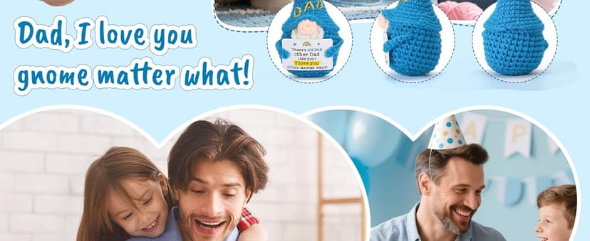 Dad Gifts Fathers Birthday - Handmade Knitted Gnome Funny Gift for Father's Day Birthday Christmas, Cute Gnome for Father Papa Present from Daughter Son, I Love You Gnome Matter What