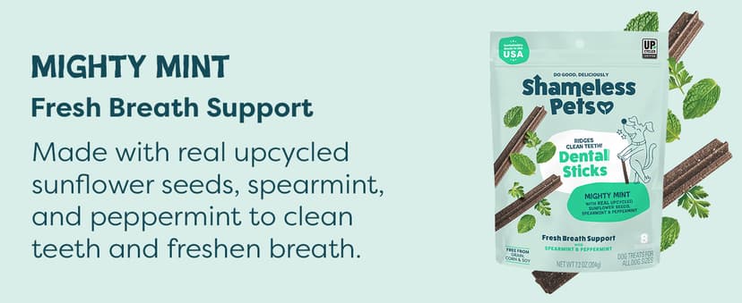 Shameless Pets Dental Treats for Dogs, The Tooth Berry - Healthy Dental Sticks with Immune Support for Teeth Cleaning & Fresh Breath - Free from Grain, Corn & Soy