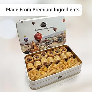 Cerez Pazari Baklava Pastry 8.5oz, Baklava Gift Box with Rich Pistachios, Walnuts, Hazelnuts and Cashews, Halal Shatila Baklava, Traditional Turkish Arabic Dessert Gift Box, Sweet Food Gifts for Women