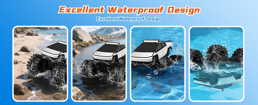 Amphibious Remote Control Car, 1:18 Monster Truck Toys for Boys RC Cars, 2.4 GHz Waterproof RC Trucks, 4WD All Terrain Off-Road Pickup, Kids Christmas Birthday Gifts Present Boys Girls Toys Ages 6+