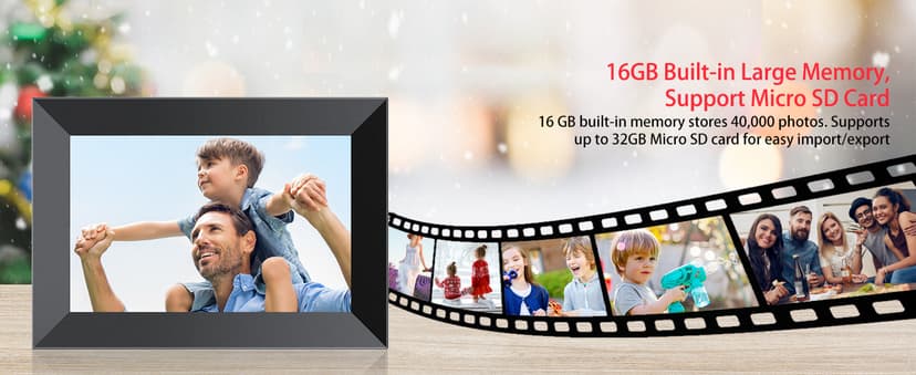 Frameo 10.1 Inch WiFi Digital Picture Frame with 1280 * 800P IPS Touch Screen HD Disply,Video Clips and Slide Show,Auto-Rotate, Wall Mountable,Send Photos Instantly from Anywhere with via Frameo APP